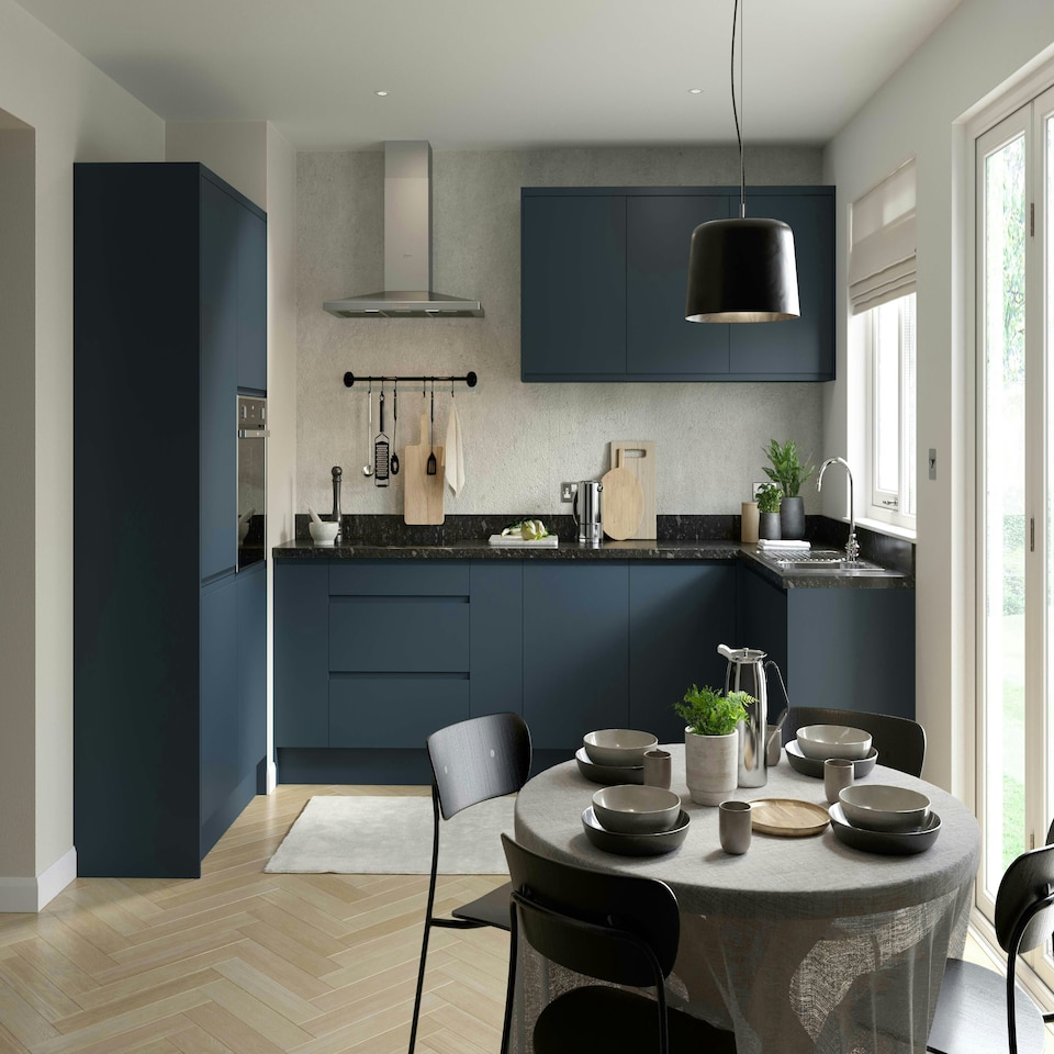 image 1 of 3 Drawer Base Unit 500mm w/ J-Pull Cabinet Door - Ultra Matt Indigo Blue Blue | Ultra Matt Indigo Blue