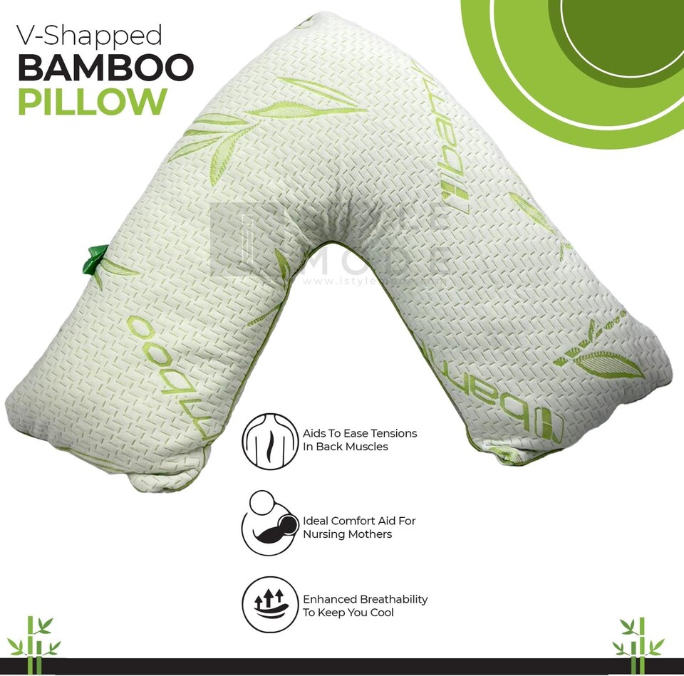 image 1 of Bamboo V Shape Anti-Allergy Memory Foam Pillow with Cover