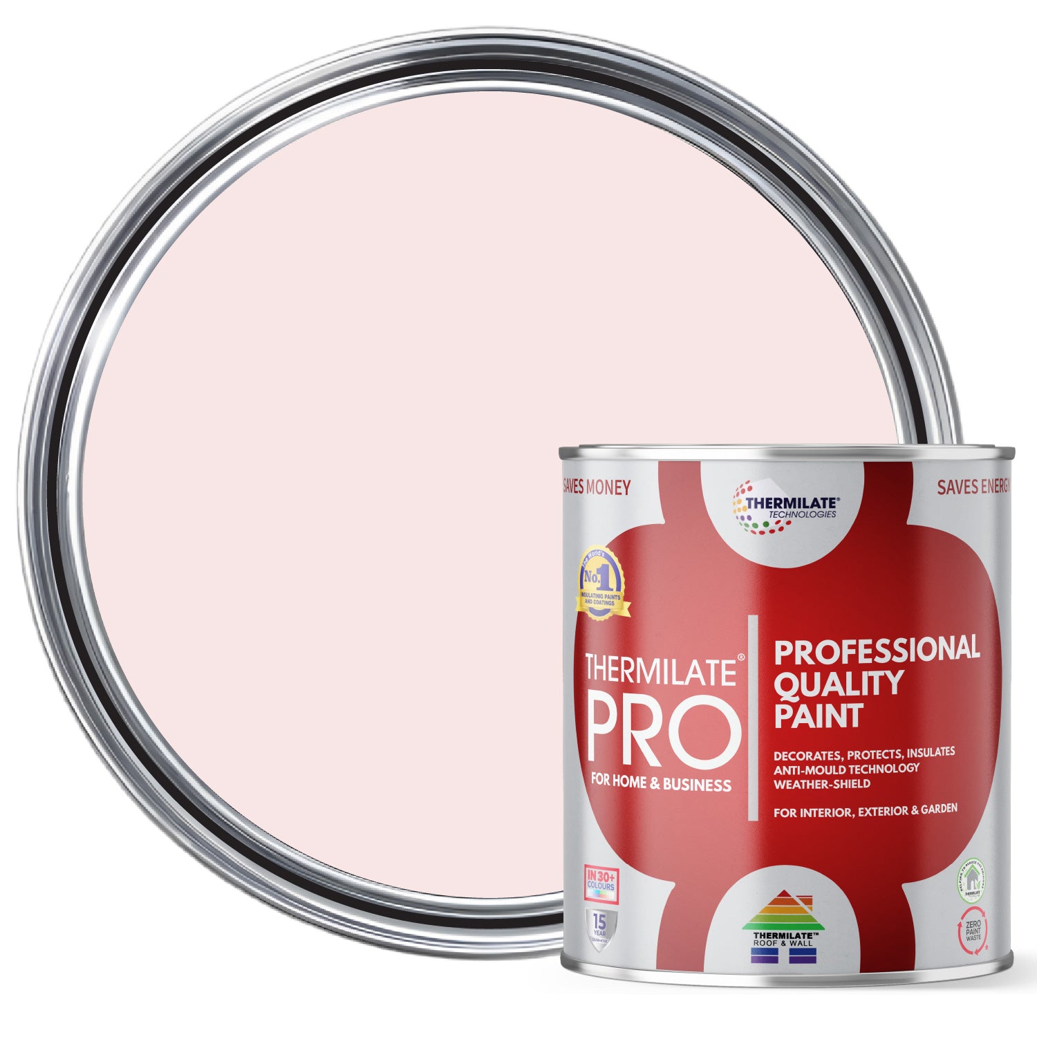 Thermilate PRO FLEX Interior & Exterior Paint - Multi-Surface Paint & Primer - All-in-One - Baby Pink - 1L - Matt