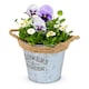image 1 of Round Zinc Plant Pot 16cm with Hessian Handle