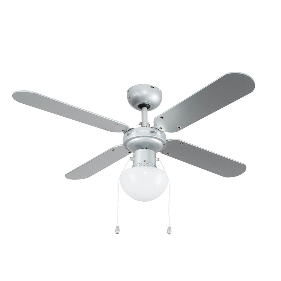 image 1 of ValueLights Mirage Silver Ceiling Fan Light
