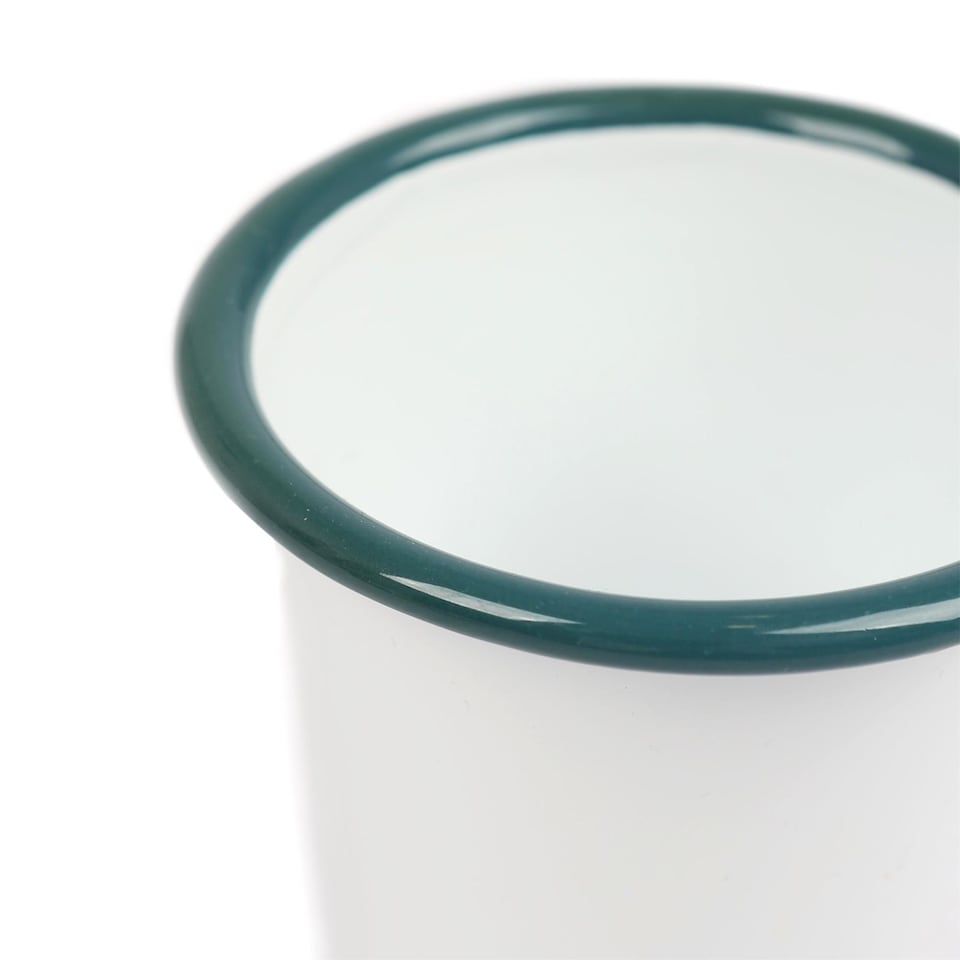 image 1 of Argon Tableware White Enamel Tumblers - 300ml - Green - Pack of 3 | White | Green