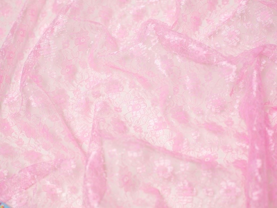 Minerva Core Range Pink Delicate Lace Fabric for Dressmaking, 112.5cm / 44" Wide - per metre