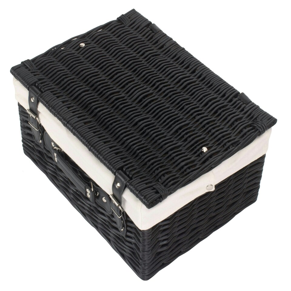 image 1 of 41cm Empty Willow Wicker Picnic Basket with Lining White | White | One Size