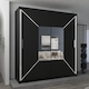 image 2 of Modern Geometric Mirror Sliding Door Wardrobe 180cm | White/Black/Grey 2-Door Bedroom Cabinet Black | Black180cm