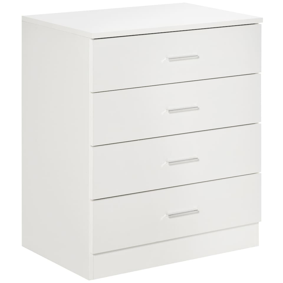image 1 of HOMCOM Chest of Drawers, 4 Drawers Storage Cabinet with Metal Rails, Anti-Tip for Playroom, Nursery Room, Hallway, etc