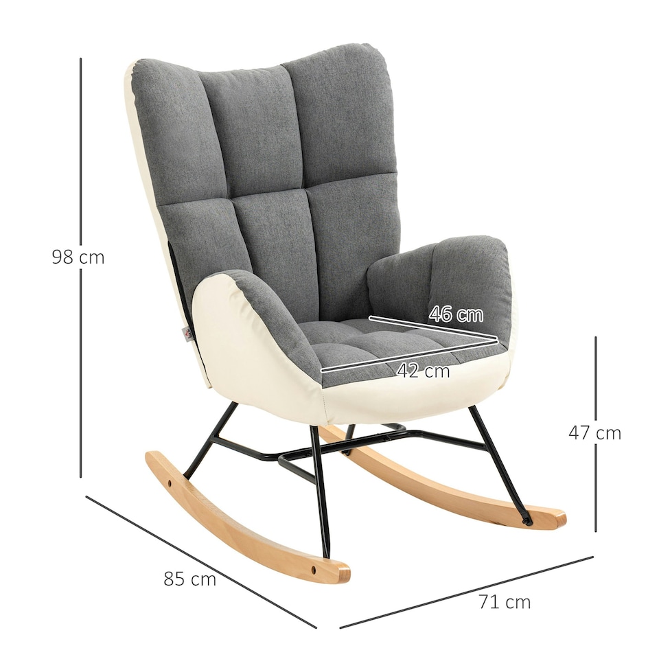 image 1 of HOMCOM Rocking Chair for Nursery Upholstered Wingback Armchair