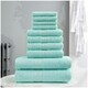 image 2 of VELVETIO 10 Piece Towel Bale Set Toronto Stripe Pattern - 100% Cotton, 450 GSM Blue | Aqua