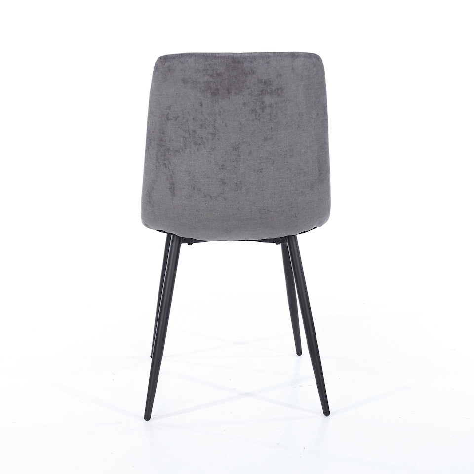 image 1 of Pair of Aspen Cord Fabric Straight Stitch Compact Dining Chairs with Black Tapered Metal Legs | Grey | Grey | 1