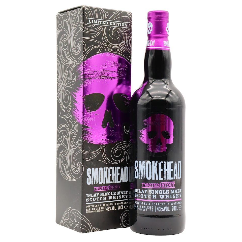 image 1 of Smokehead - Twisted Stout Islay Single Malt Scotch Whisky | Multi | Chocolate, treacle toffee, salty smoke, dry roasted nuts, toasted marshmallow, vanilla ice-cream, fresh coffee, wood smoke, spices, malty, toasted biscuits, zingy citrus | 1