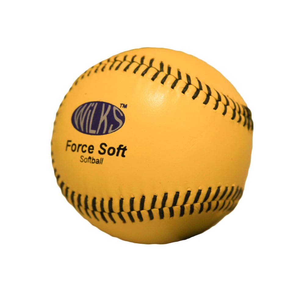 image 1 of Wilks Kid's Force Leather Practise Softball - Yellow, 11.5 cm