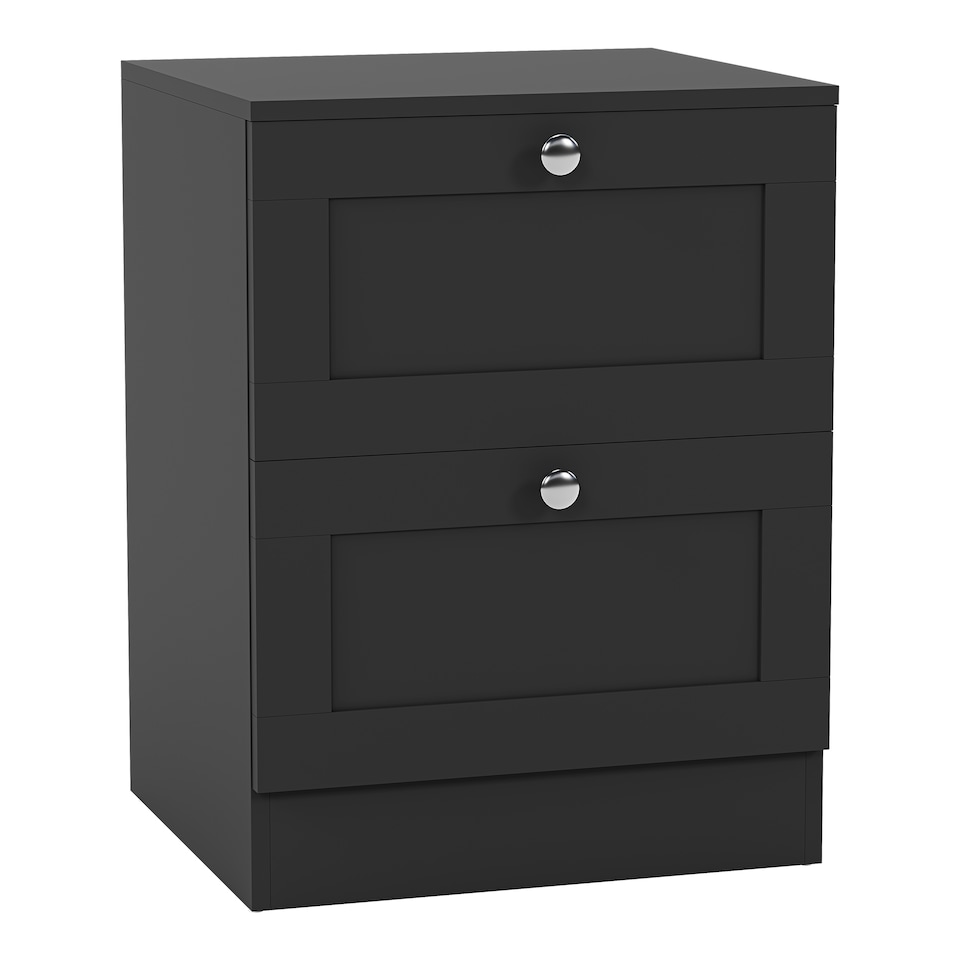 image 1 of Vida Designs Altino 3 Piece Bedroom Set (2 Drawer Bedside, 5 Drawer Chest, 2 Door 2 Drawer Wardrobe), Black