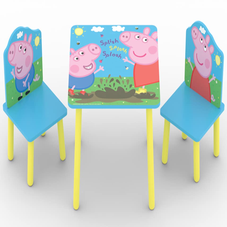 image 1 of Peppa Pig Table & 2 Chairs - MDF - Wood - L50 x W50 x H48.5 cm