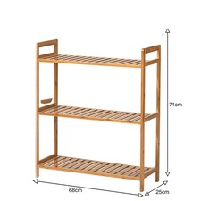 3-Tier Bamboo Wood Storage Shelf Rack 68cm - Tesco
