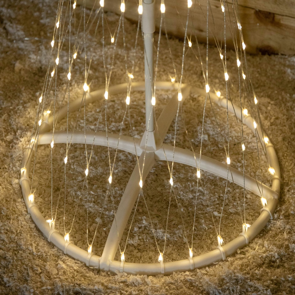 image 1 of 1.35m Light up Christmas Cone Tree with 160 Warm White LEDs and Timer Function