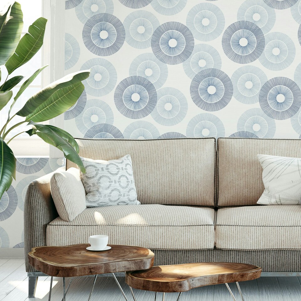 image 1 of NuWallpaper SLW3424 B-Spoke Self Adhesive Wallpaper, Blue Multi