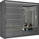 image 1 of Sleek High Gloss Sliding Wardrobe 203cm with Drawers | White/Black/Grey 2-Door Bedroom Storage Grey | Grey203cm