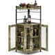 image 1 of COSTWAY Kitchen Corner Bar Cabinet Buffet Cabinet With Glass Holder