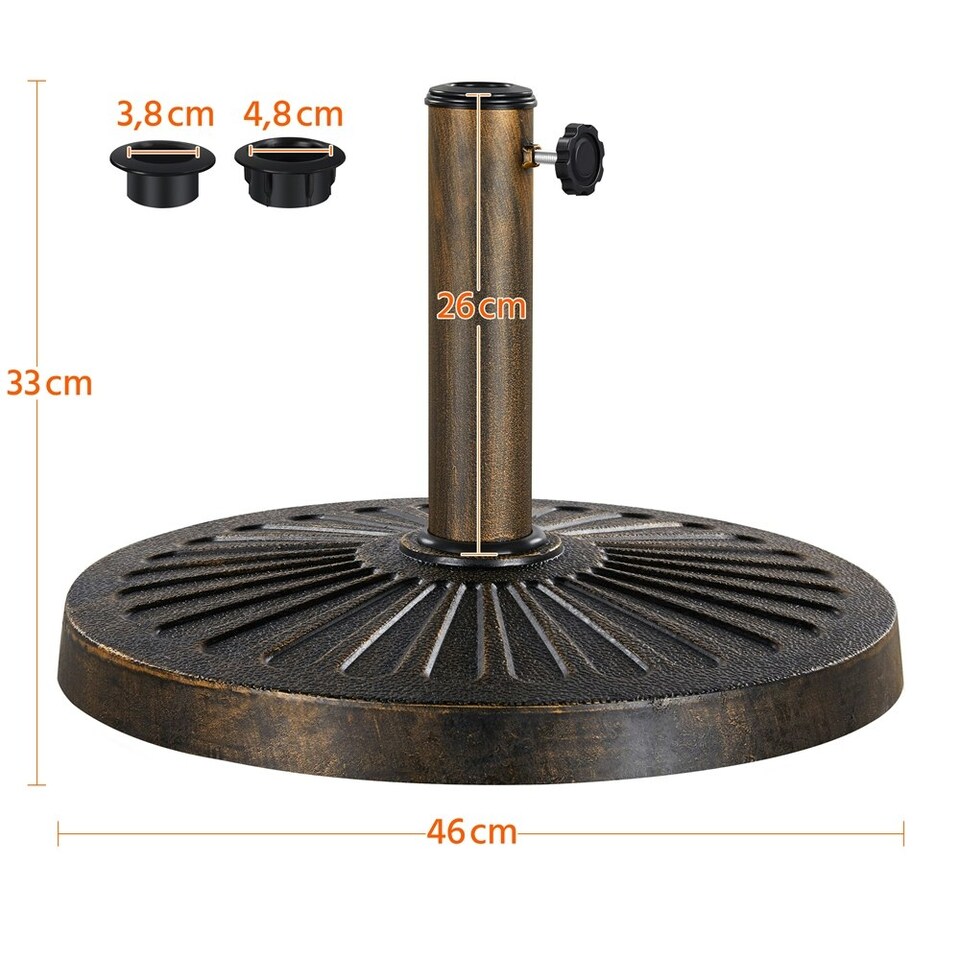 image 1 of Yaheetech 46 cm Outdoor Patio Heavy Duty Market Umbrella Base Stand Bronze