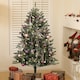 image 2 of HOMCOM 5ft Artificial Prelit Christmas Tree with Warm White LED Lights and 486 Tips, Metal Stand, Xmas Tree with Purple Ornaments for Home Office Holiday