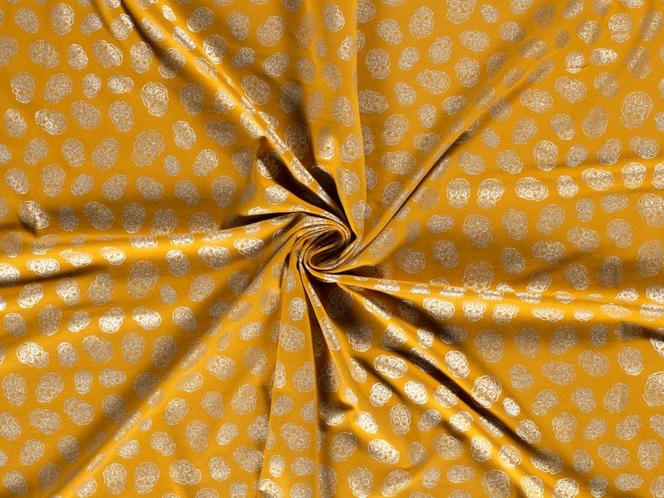 Gold Metallic Cotton Jersey Stretch Knit Fabric for Dressmaking, 155cm / 61" Wide - per metre