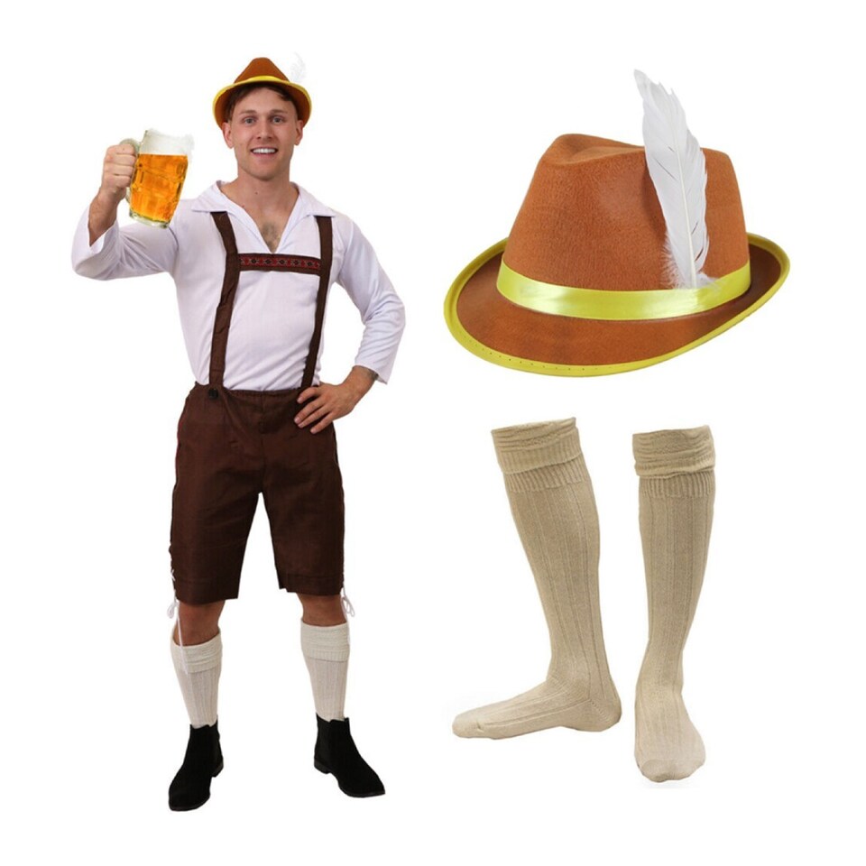 image 1 of Brown Bavarian Costume - with Brown Hat & Socks | Multi | L