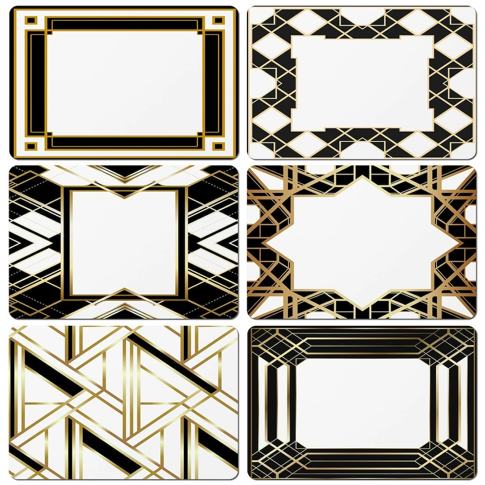 image 1 of Art Deco in Black & Gold Collection (Placemat & Coaster Set)