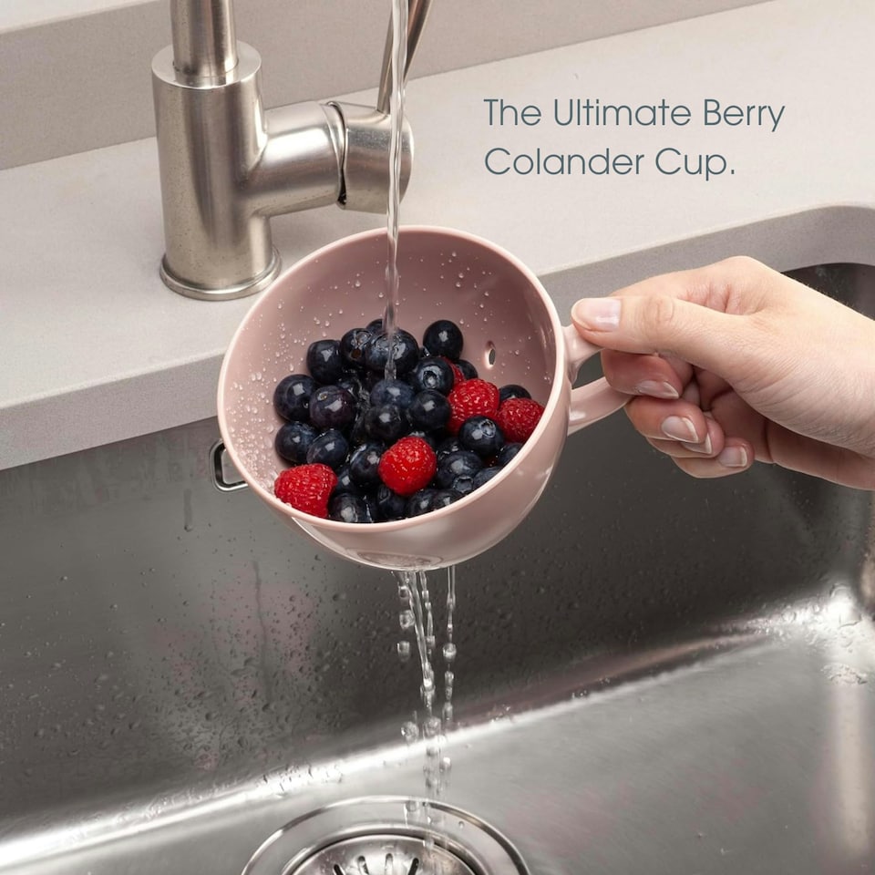 image 1 of Zeal Berry Colander Cup, Melamine Fruit and Berry Strainer, Rose Pink