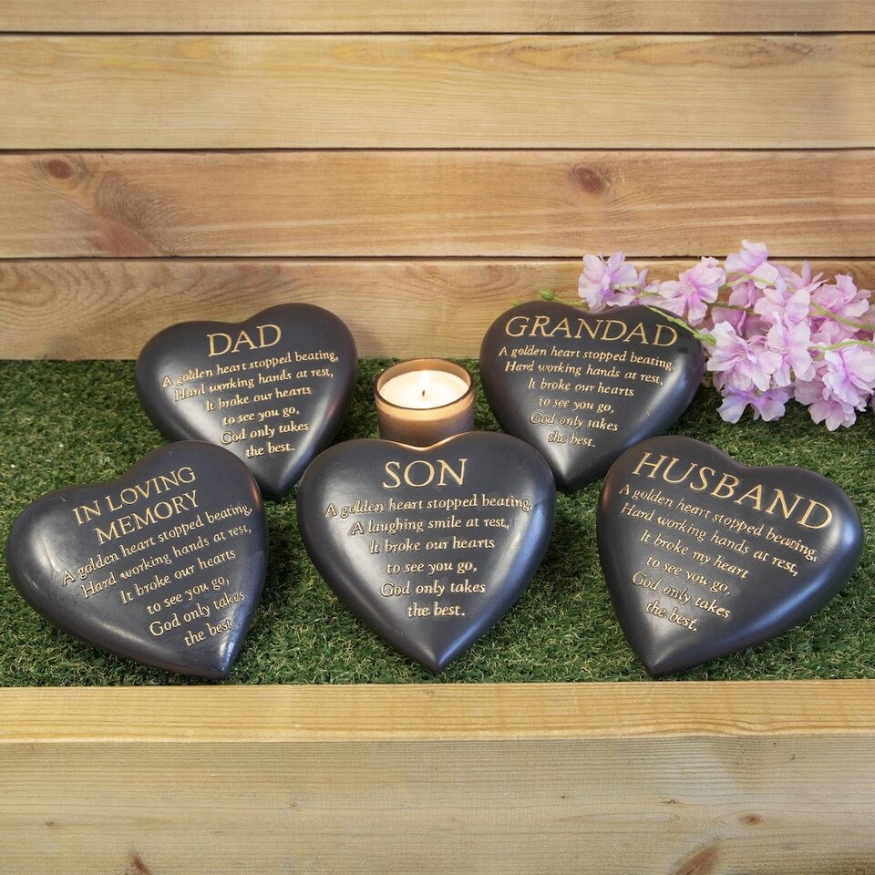 image 1 of Widdop Gifts Son Heart Shaped Graveside Plaque