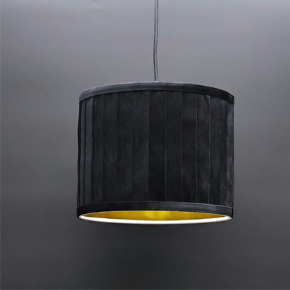 image 1 of Sundance - Black Velvet Pleated 25cm Lamp Shade with Gold Inner Black | Gold
