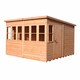 image 1 of Sun Pent 10 x 6 Feet Single Door with Eight Windows Dip Treated Wooden Garden Potting Shed | Brown | Honey Brown