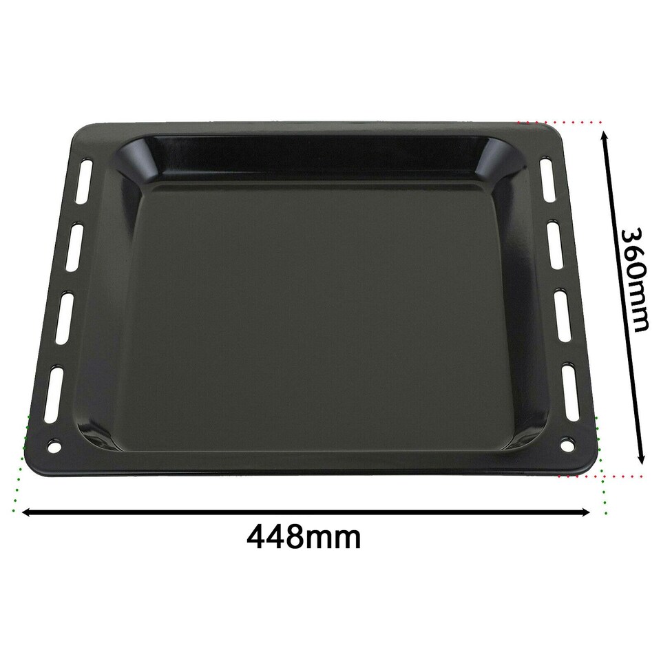 image 1 of SPARES2GO Oven Baking Tray Large Enamelled Pan Cooker Stove (448mm x 360mm x 25mm)