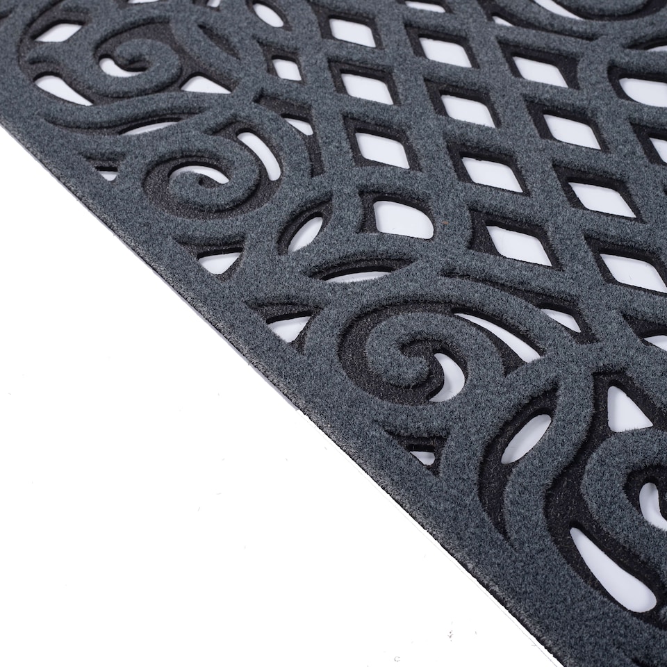 image 1 of Nicoman Victorian Style Rubber Outdoor Door Mat Grey 75 x 44cm