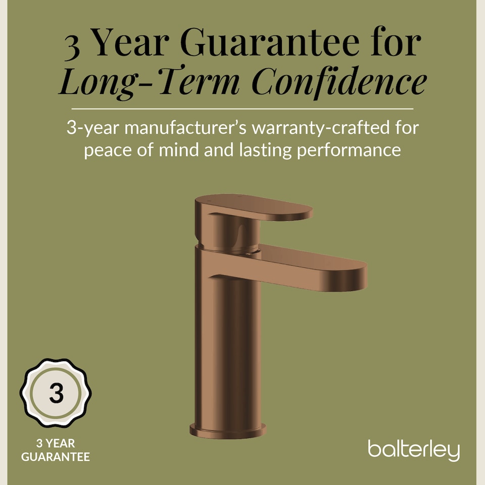image 1 of Balterley Current Round Mono Basin Mixer Tap with Push Button Waste & Smooth Curved Spout | Brown | Brushed Bronze | 1