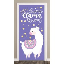 Drama Llama Queen Door Cover PVC Party Sign Decoration 66cm x 152cm