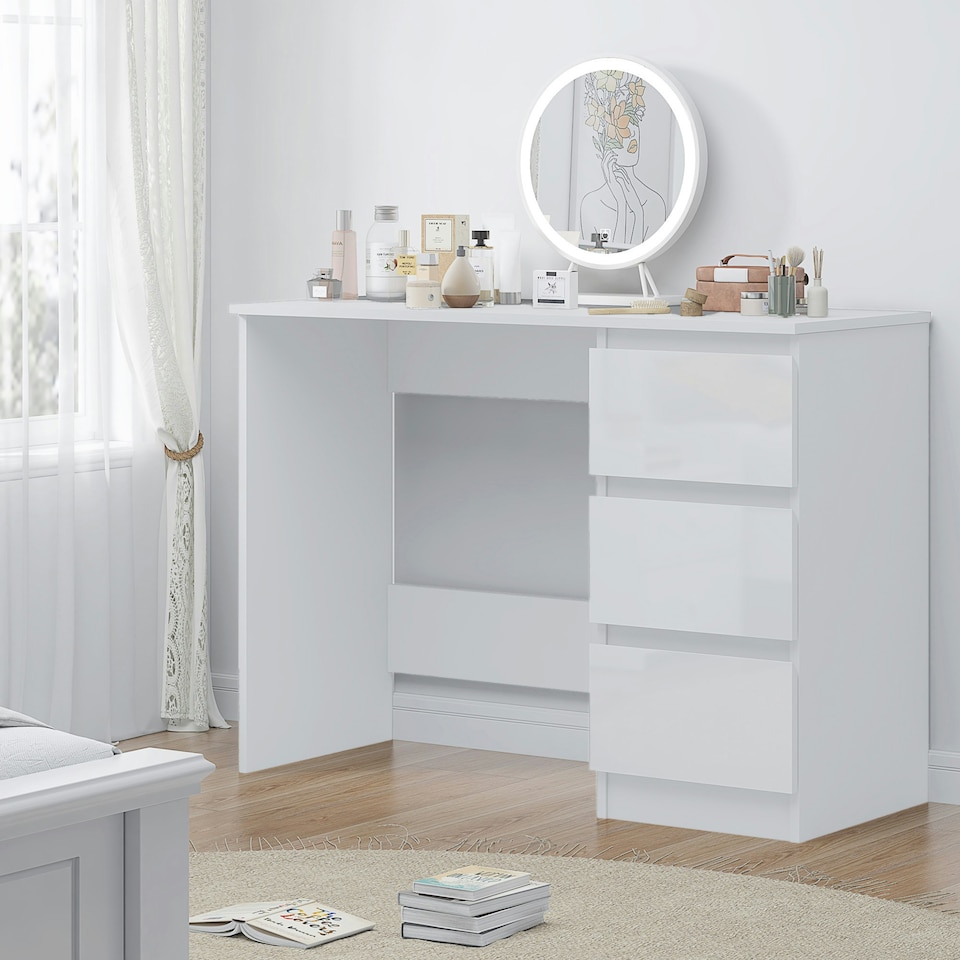 image 1 of FWStyle Stora 3 Drawer Dressing Table - White Gloss Front White