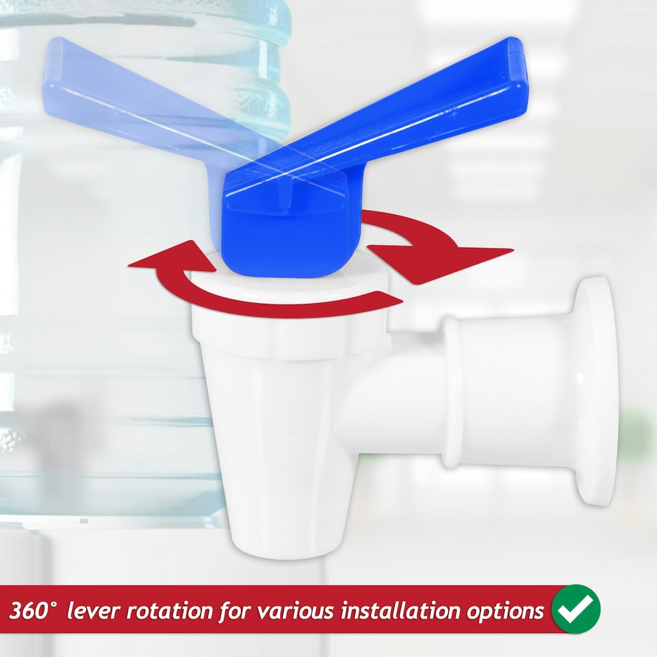 image 1 of SPARES2GO Universal Water Dispenser Tap Spigot Cooler Bottle Lever Faucet Spout (Blue / Cold, 15mm Internal Thread) Blue