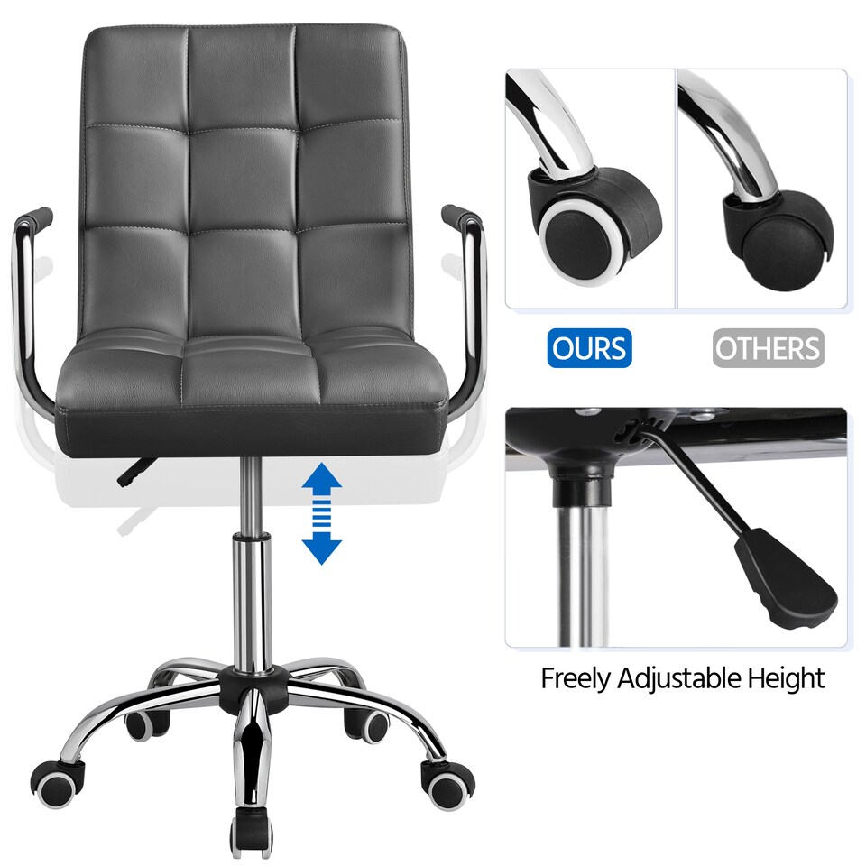 image 1 of Yaheetech PU Leather Height Adjustable Office Chair Mid-Back