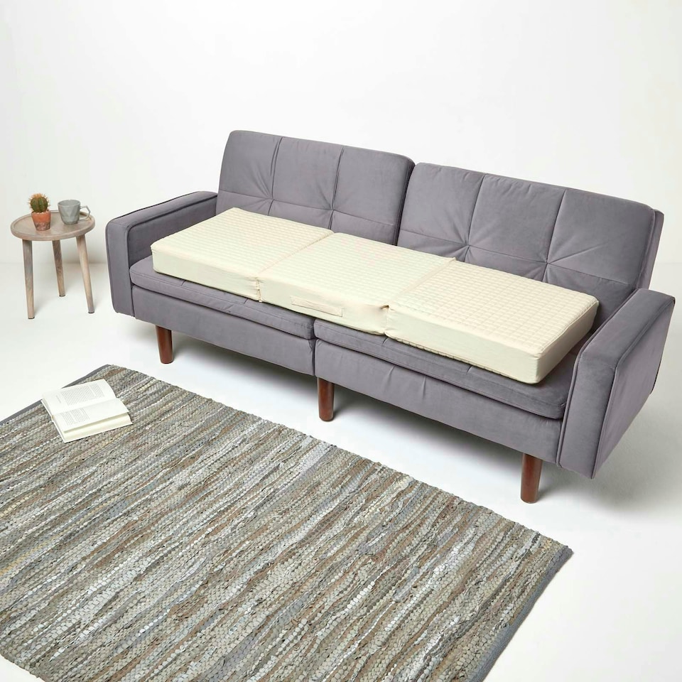 image 1 of Homescapes Cream Cotton Orthopaedic Foam 3 Seater Booster Cushion | Cream