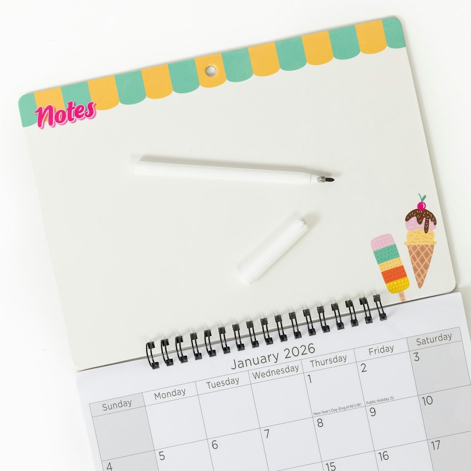 image 1 of 2026 Monthly Memo Board Calendar & Pen Treats Design