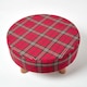 image 3 of Homescapes Traditional Red, Green and White Tartan Flat Footstool with Legs | Red | 62 x 62 x 30 cm