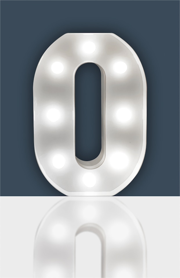 image 1 of St Helens Battery Operated 3D LED Number 0 Light