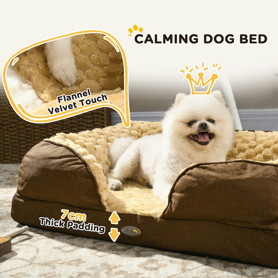 image 1 of PawHut Dog Bed Calming Pet Bed Dog Mattress for Small Dogs - Brown