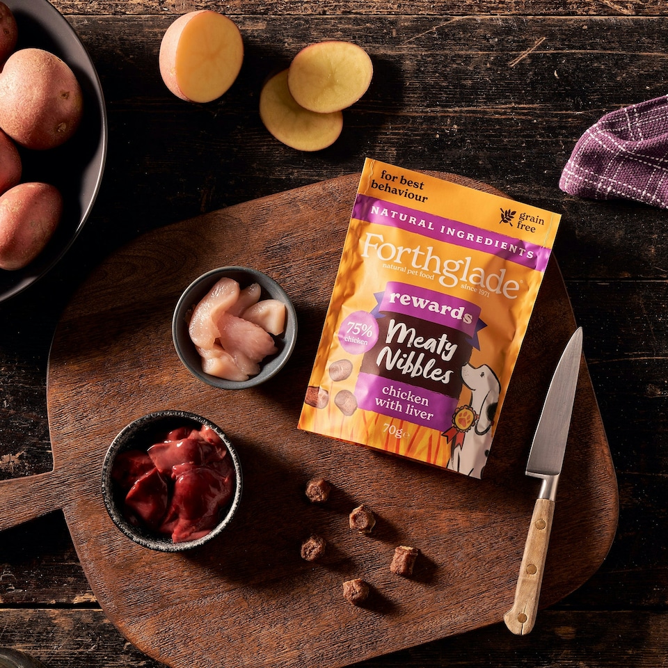image 1 of Meaty Nibbles Chicken & Liver Dog Treats (4x70g)