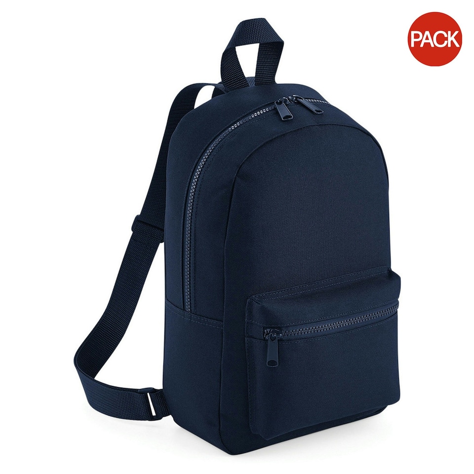 image 1 of Bagbase Mini Essential Backpack/Rucksack Bag (Pack of 2) - French Navy - One Size