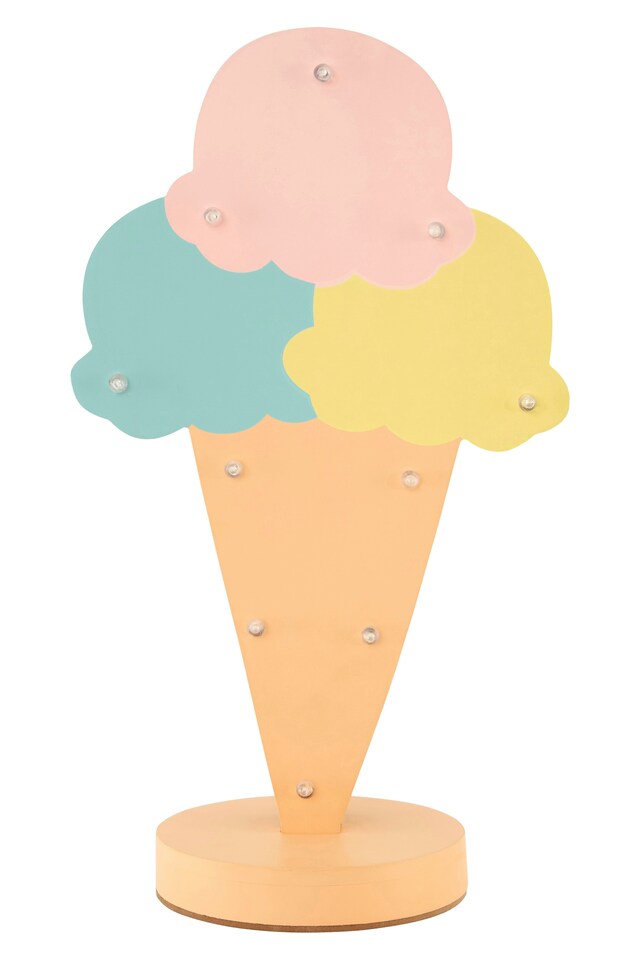 image 1 of Interiors by Premier Ice Cream LED Light, Pastel-Coloured Kids Night Light, Bedroom Lamp With 10 LEDs, Fun Ice Cream Cone Design