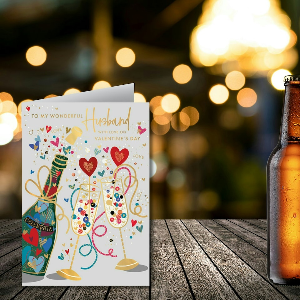image 1 of Words 'n' Wishes Valentine’s Day Card for Husband, 23.5 x 16.5 cm, Multicoloured, UK-Made, FSC Certified