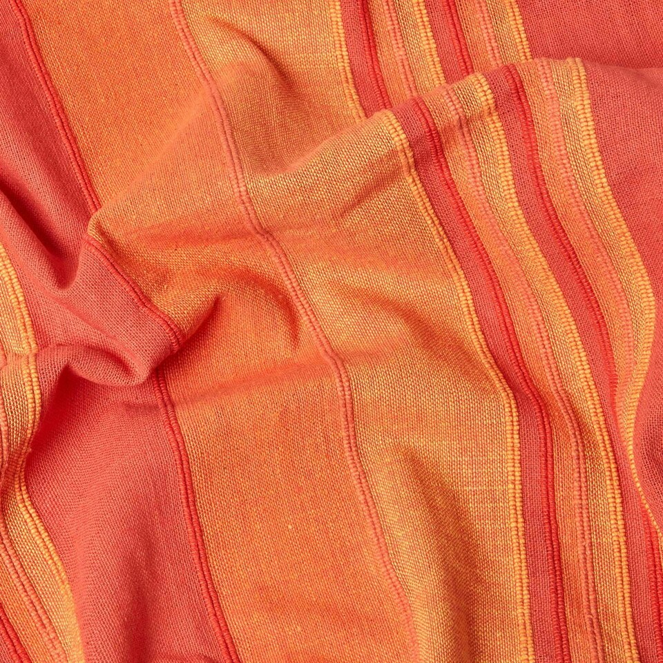 image 1 of Homescapes Cotton Morocco Striped Terracotta Throw - 225 x 255 cm | Orange