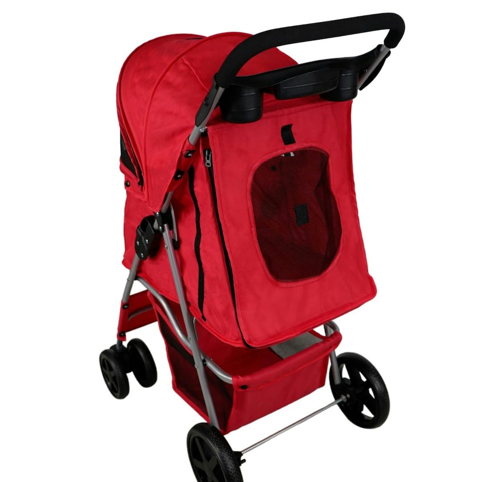 image 1 of Pet Stroller with Rain Cover – Red | Multi | One Size