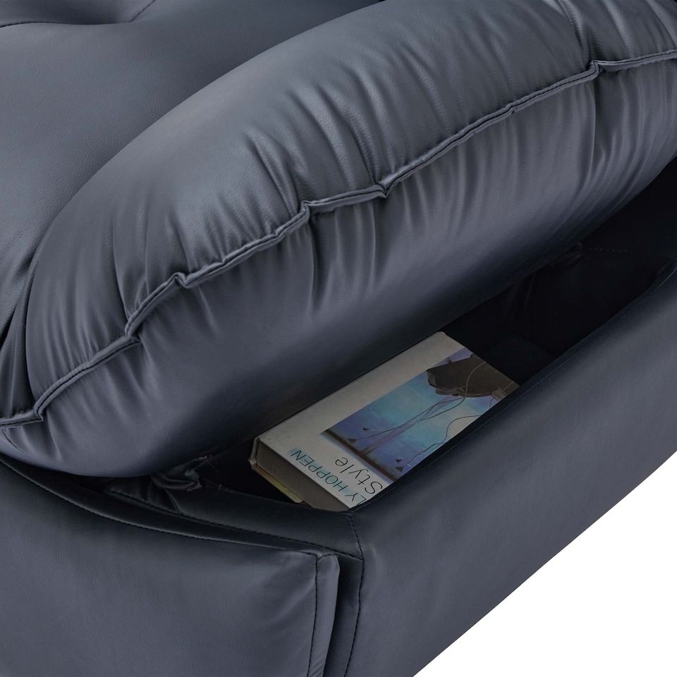 image 1 of Chicago Faux Leather Swivel & Rocker Manual Recliner Chair Black | Black | Black | One Size